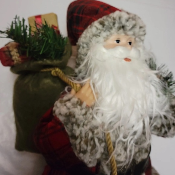 All 3 Merry Brite 18" Santa Figurine Holding Staff & Sack Country Farmhouse Doll - Picture 8 of 15